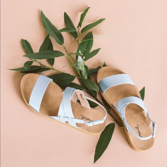 Blue double strap sling back sandals - Picture 2 of 4